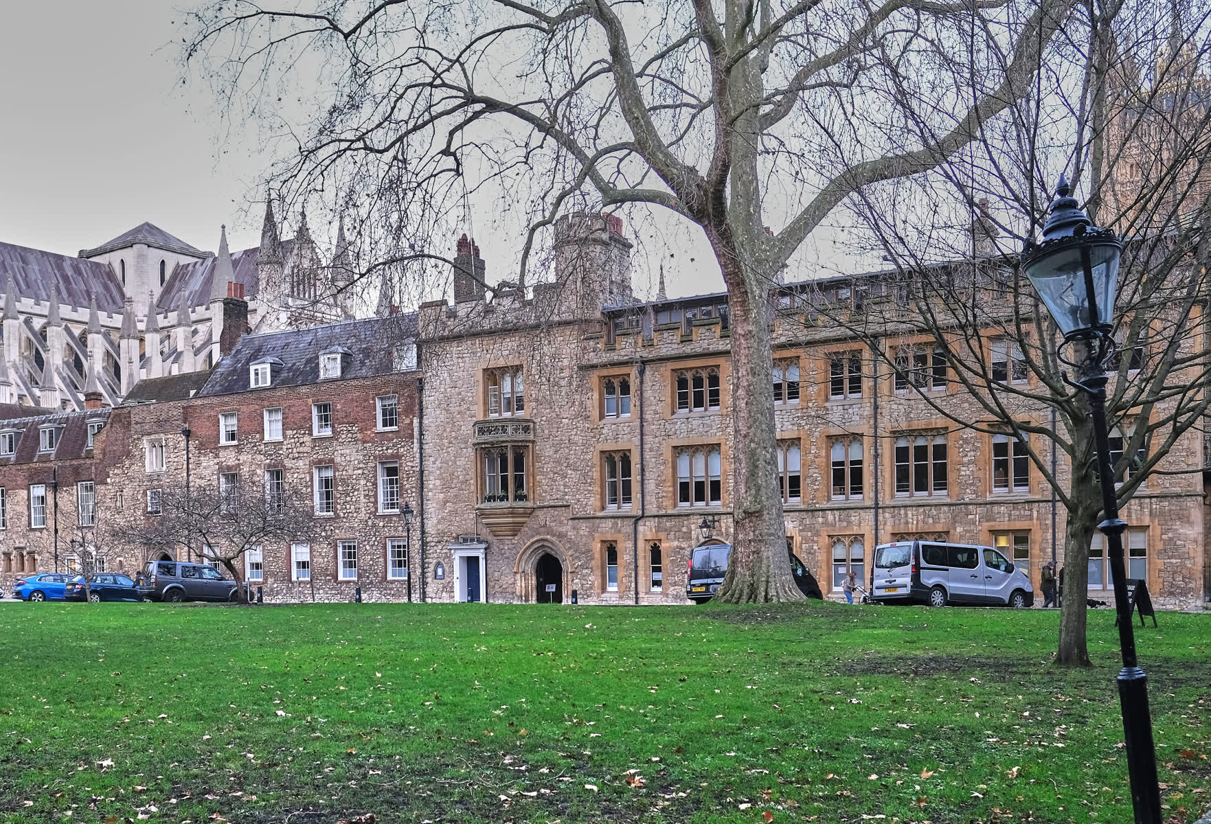 Westminster School from Dean's Yard, Westminster Abbey behind